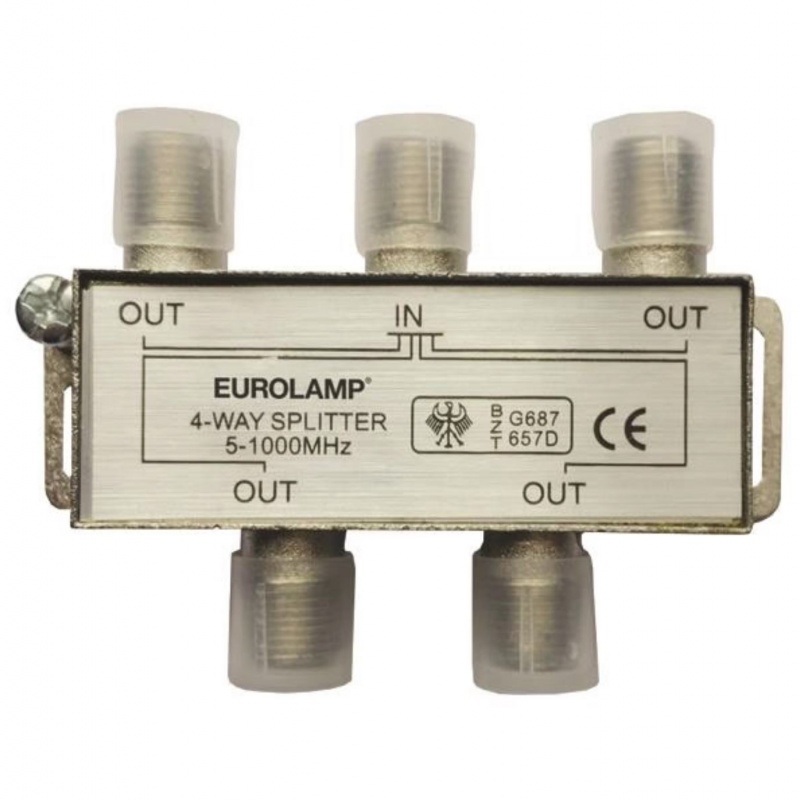 Eurolamp Διακλαδωτής TV Μεταλλικός 4 Εξόδων Τύπου F (147-10122)