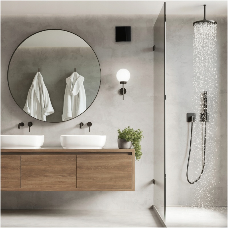 Dospel Veroni Glass 120 S Επιτοίχιος Εξαεριστήρας Ø120 Μαύρος (007-7611B)