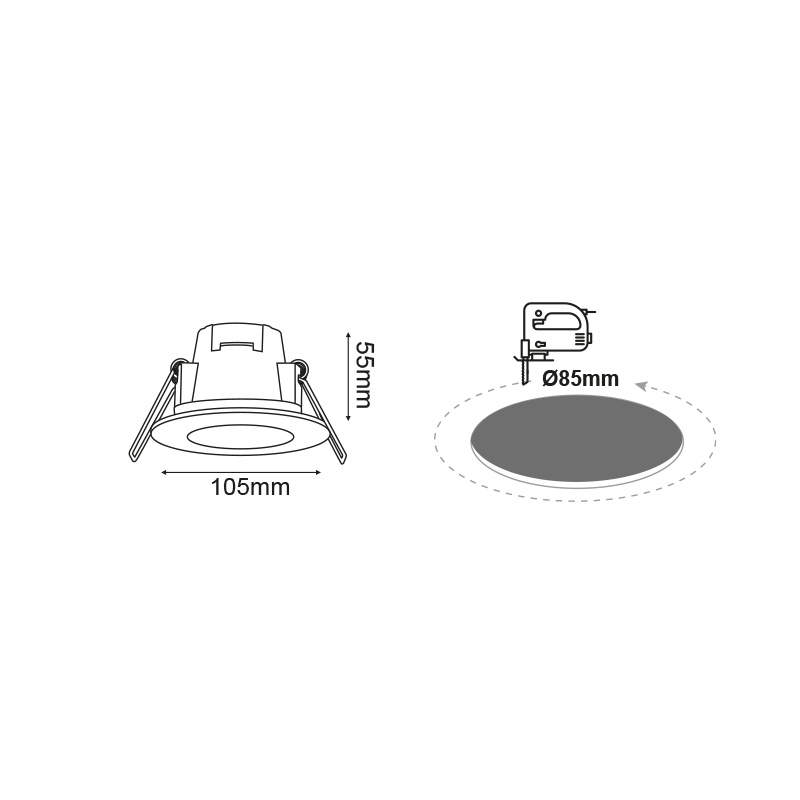 LED SMD ΛΕΥΚΟ χωνευτό φωτιστικό οροφής 8W 120° 4000K (VERA840RW)