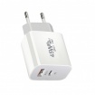 Lucas 45W QC3.0+PD dual USB Φορτιστής Γρήγορης Φόρτισης Λευκός (E23)