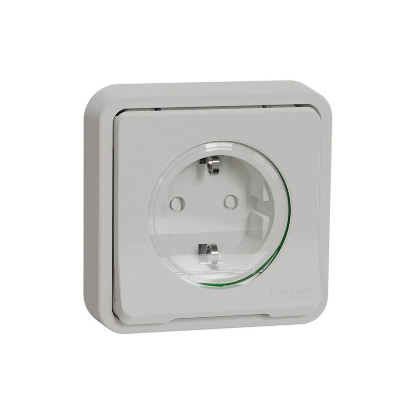 Schneider Electric Mureva Styl Στεγανή Χωνευτή Πρίζα IP55 Σούκο με Καπάκι Λευκή (MUR39132)