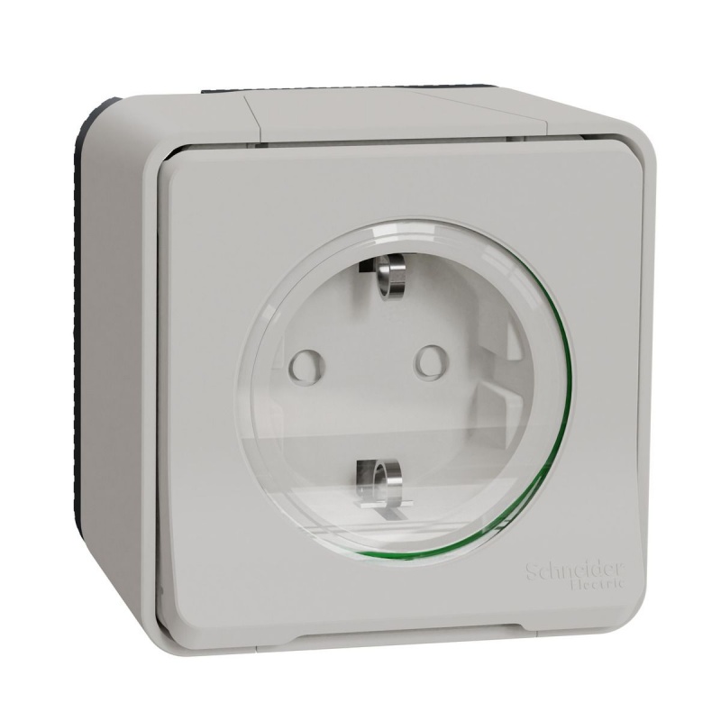 Schneider Electric Mureva Styl Στεγανή Επιτοίχια Πρίζα IP55 Σούκο με Καπάκι Λευκή (MUR39034)