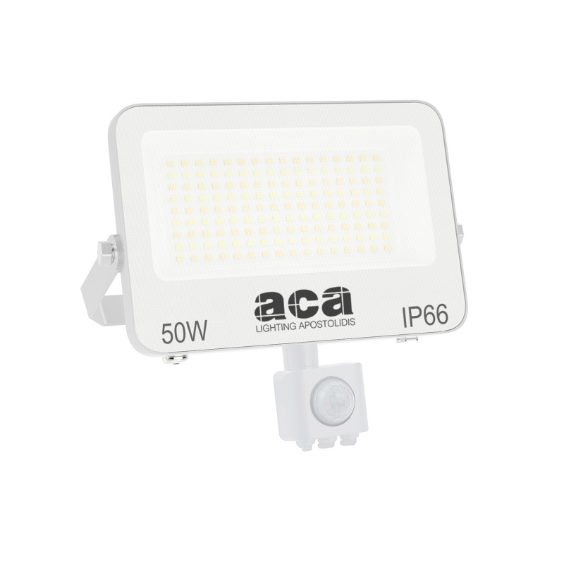 ACA LED SMD Λευκός προβολέας με αισθητήρα κίνησης N 50W 120° CCT (N50CCTWS)