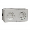 Schneider Electric Mureva Styl Στεγανή Επιτοίχια Πρίζα Διπλή IP55 Σούκο με Καπάκι Λευκή (MUR39035)