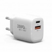 Lucas 20W QC3.0+PD dual USB Φορτιστής Γρήγορης Φόρτισης Λευκός (E19)
