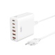 XO L133 EU Φορτιστής 75W GaN 3A+3C Γρήγορης Φόρτισης με 1.5m Καλώδιο Λευκός