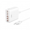 XO L133 EU Φορτιστής 75W GaN 3A+3C Γρήγορης Φόρτισης με 1.5m Καλώδιο Λευκός
