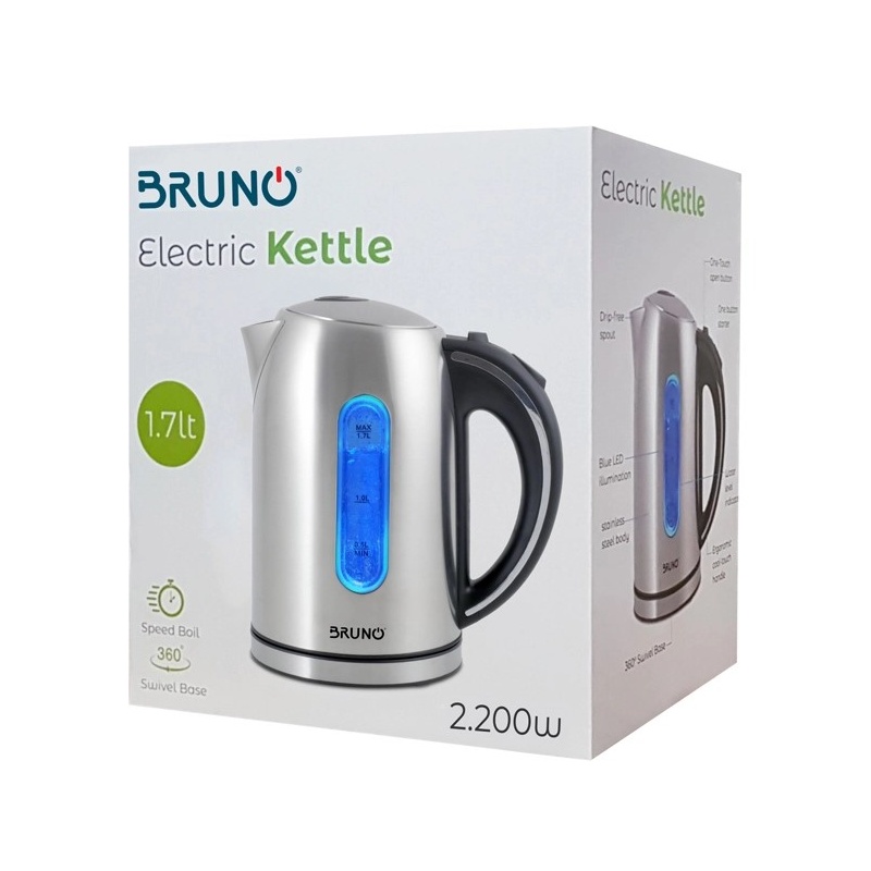 Bruno Βραστήρας Νερού 1.7L 2200W με Led Φωτισμό (BRN-0028)
