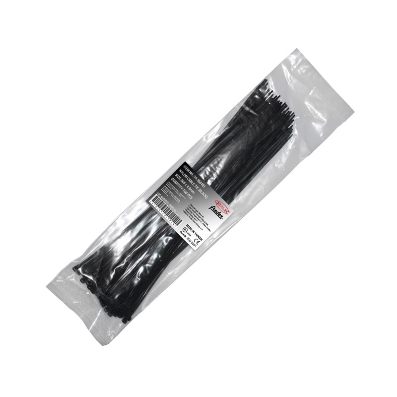 Adeleq Δεματικά Νάυλον 368x4.8mm Μαύρα 100τμχ (19-368481)