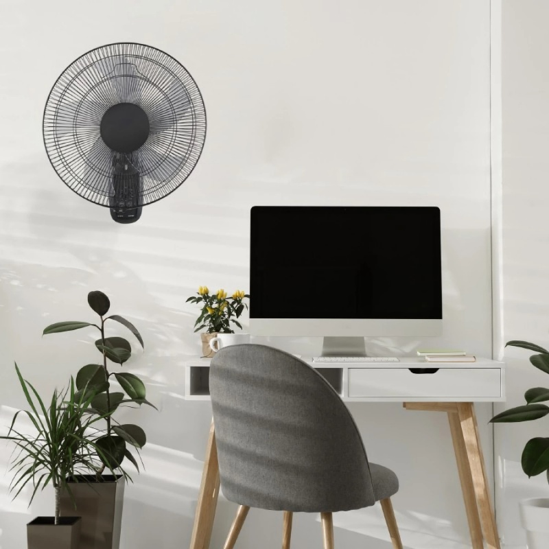 Aca Ανεμιστήρας Τοίχου AC 50W Φ45 με Τηλεχειριστήριο Μαύρος (FANWFPB20R)