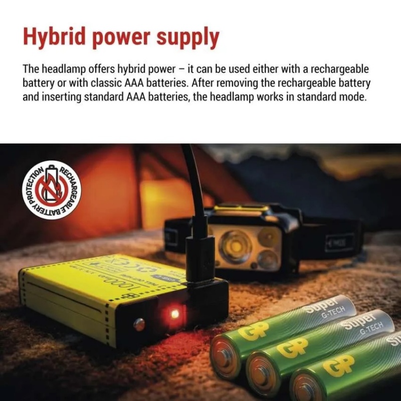 Emos Led Επαναφορτιζόμενος Φακός Κεφαλής 550lm Hybrid Μαύρος (P3546)
