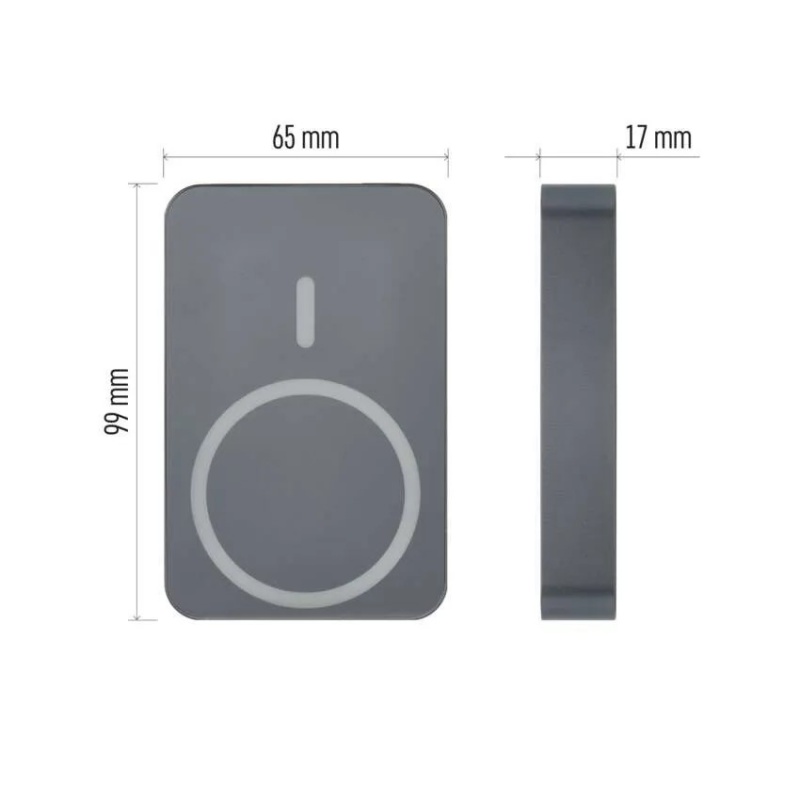 Emos Power Bank Αλουμινίου 10000mAh 20W+Wireless συμβατό με MagSafe Γκρι (B0551GY)