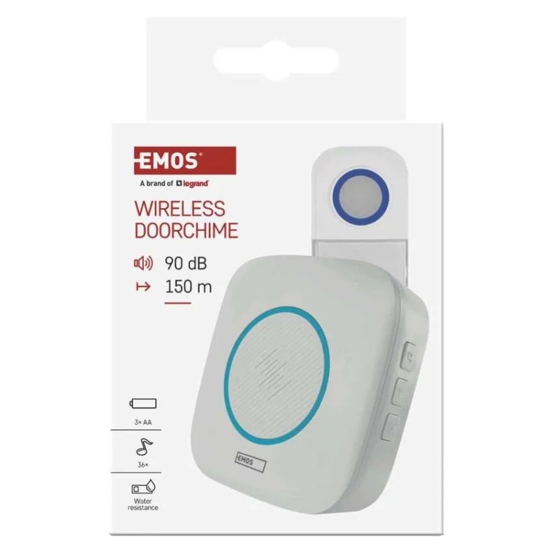 Emos Κουδούνι Ασύρματο 90db 3x1,5VAA/1xCR2032 Λευκό (P5736)