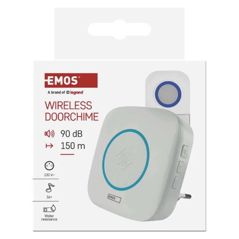 Emos Κουδούνι Ασύρματο 90db Λευκό (P5737)