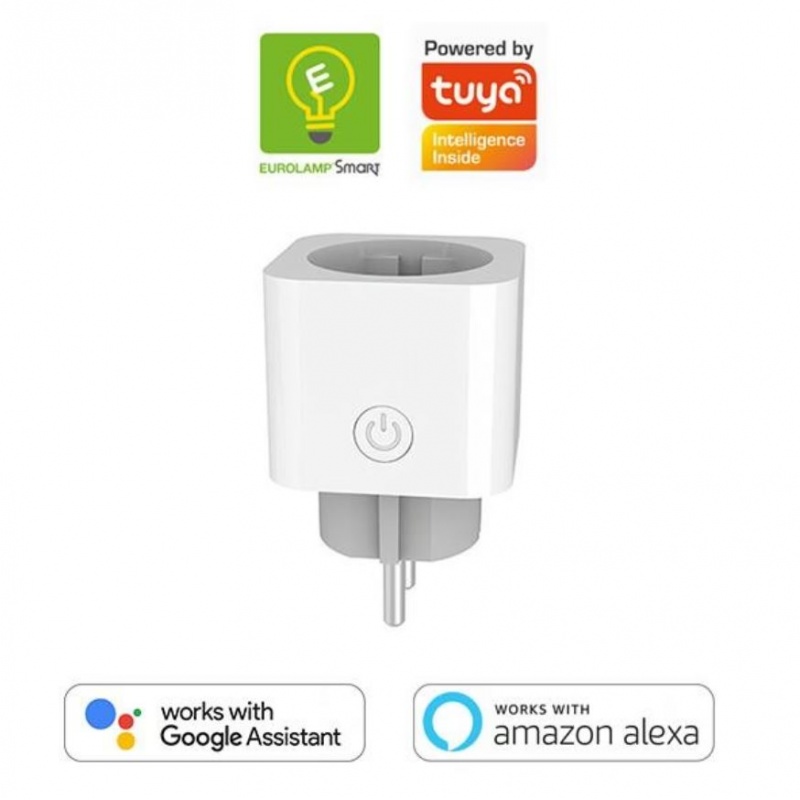 Eurolamp Smart Πρίζα WiFi με Διακόπτη & Μετρητή Λευκή (147-77912)