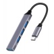 Powertech USB Hub 4x Θυρών 5Gbps με σύνδεση USB-C Γκρι (PT-1113)