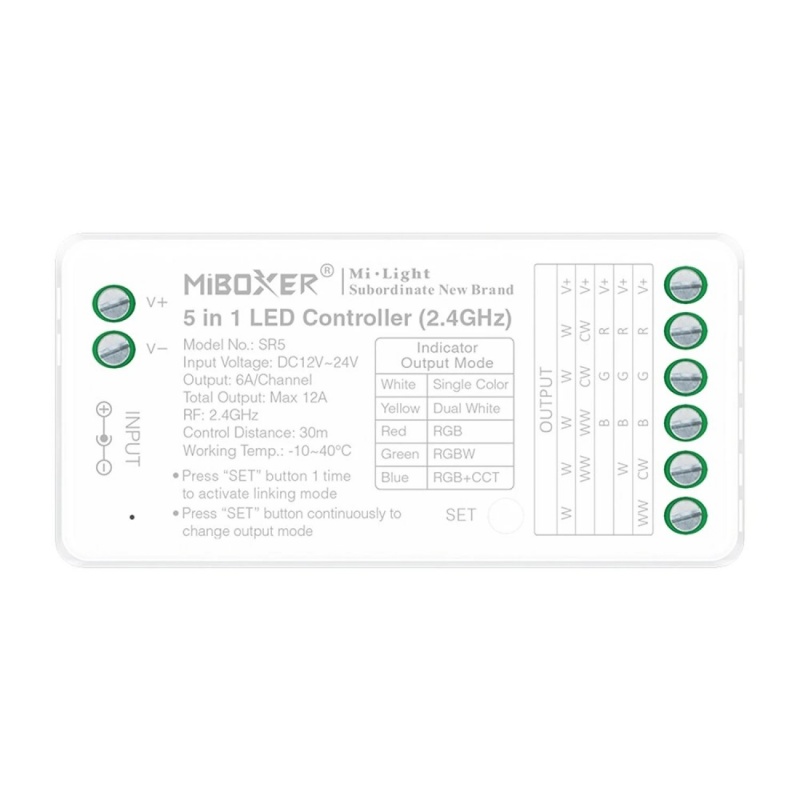 MiBoxer Led RF Controller για RGB-RGBW / RGB+CCT Ταινία 12V-24V DC 12Α (SR5)