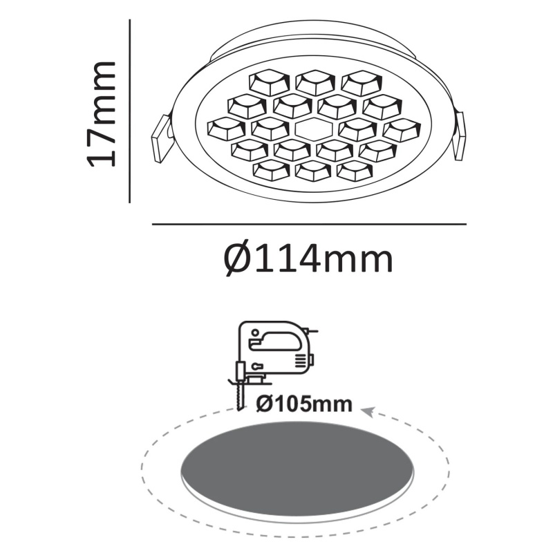 Aca Led Κυψελωτό Χωνευτό Φωτιστικό 10W 4000K 1300lm Μαύρο (KYVAR1040)