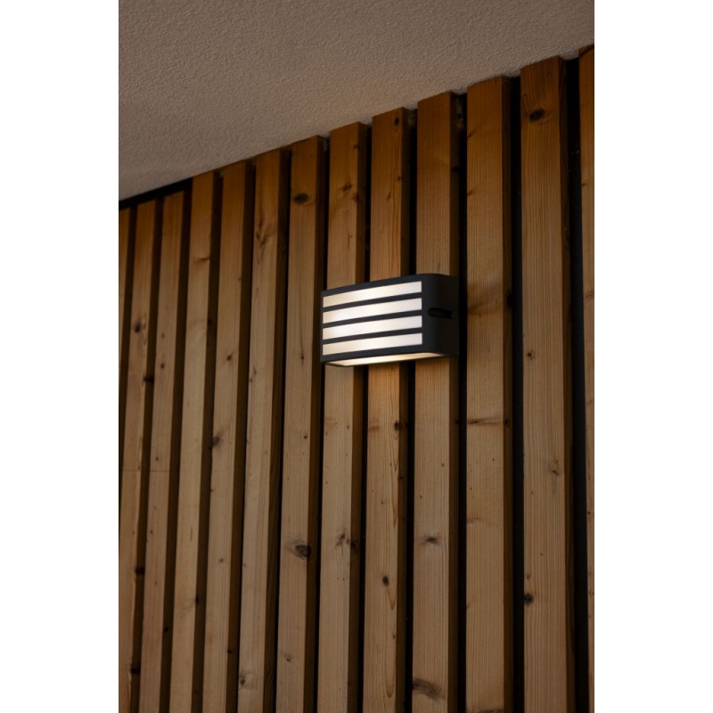 Lutec Zebra Φωτιστικό Επιτοίχιο E27 Σκούρο Γκρι IP44 (5203501118)