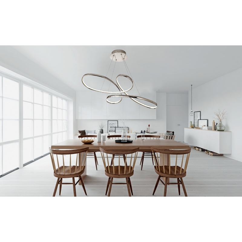 InLight Κρεμαστό φωτιστικό LED 56W 3CCT (by switch) από αλουμίνιο σε χρυσή ματ απόχρωση D:100cm (6151-GL)