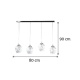 InLight Κρεμαστό φωτιστικό από νίκελ ματ μέταλλο και διάφανο γυαλί 4XE27 D:80cm (4474-4-NM ΡΑΓΑ)