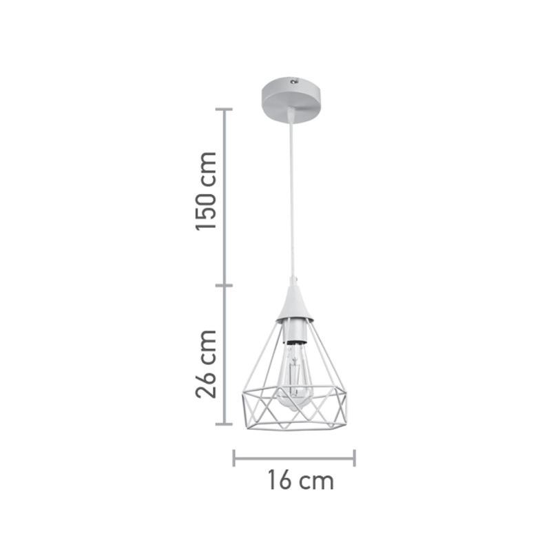 InLight Κρεμαστό φωτιστικό από λευκό μέταλλο 1XE27 D:16cm (4024-WH)