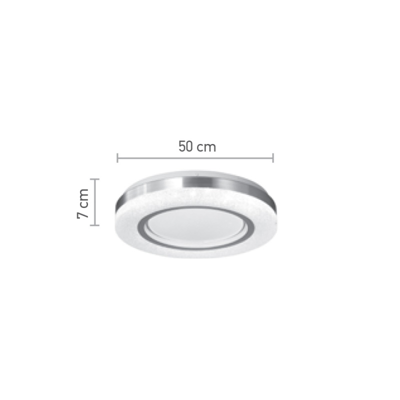 InLight Πλαφονιέρα οροφής LED 36W 3CCT (by tuya) από λευκό και ασημί ακρυλικό D:50cm (42016-Α)