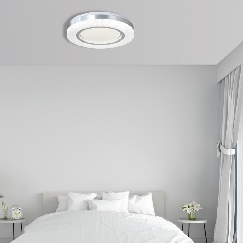 InLight Πλαφονιέρα οροφής LED 27W 3CCT (by tuya) από λευκό και ασημί ακρυλικό D:40cm (42016-B)
