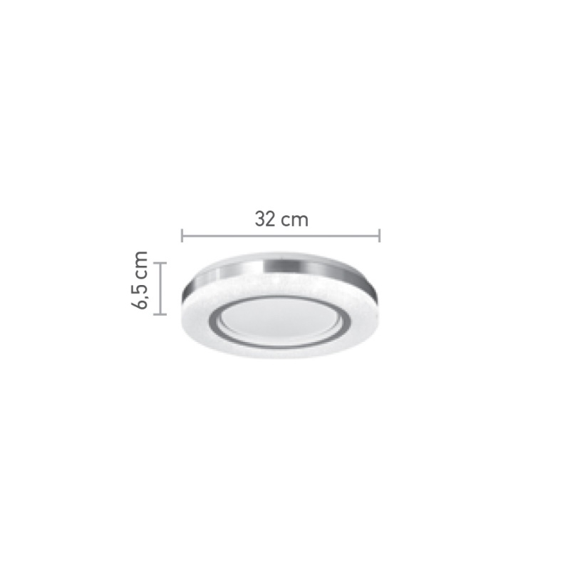 InLight Πλαφονιέρα οροφής LED 20W 3CCT από λευκό και ασημί ακρυλικό D:32cm (42016-C)