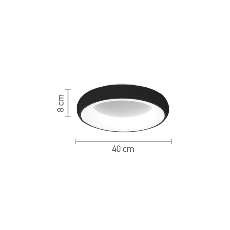 InLight Πλαφονιέρα οροφής LED 24W 3CCT (by tuya) από μαύρο και λευκό ακρυλικό D:40cm (42020-B-Black)