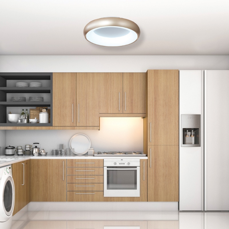 InLight Πλαφονιέρα οροφής LED 36W 3CCT από χρυσαφί και λευκό ακρυλικό D:60cm (42021-A-Golden)