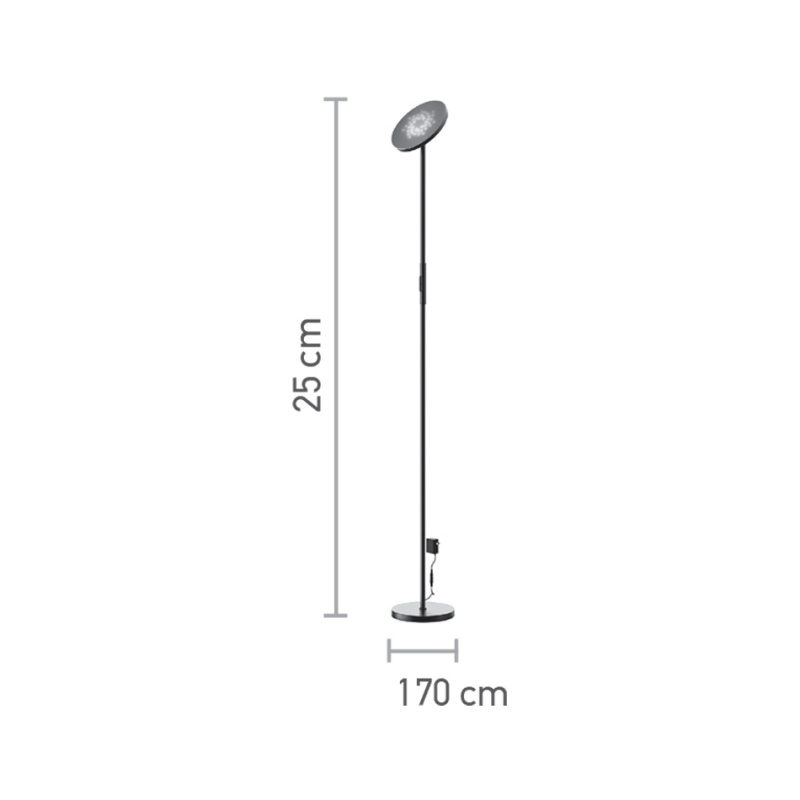 InLight Επιδαπέδιο φωτιστικό LED 24W RGB-CCT with controller από μαύρο μέταλλο και ακρυλικό D:170cm (45023)