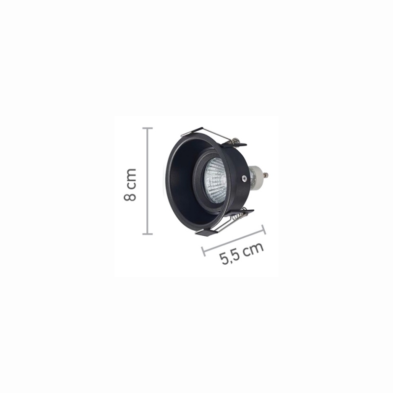 InLight Χωνευτό σποτ από μαύρο μέταλλο 1XGU10 D:8cm (Χ0010-BL)