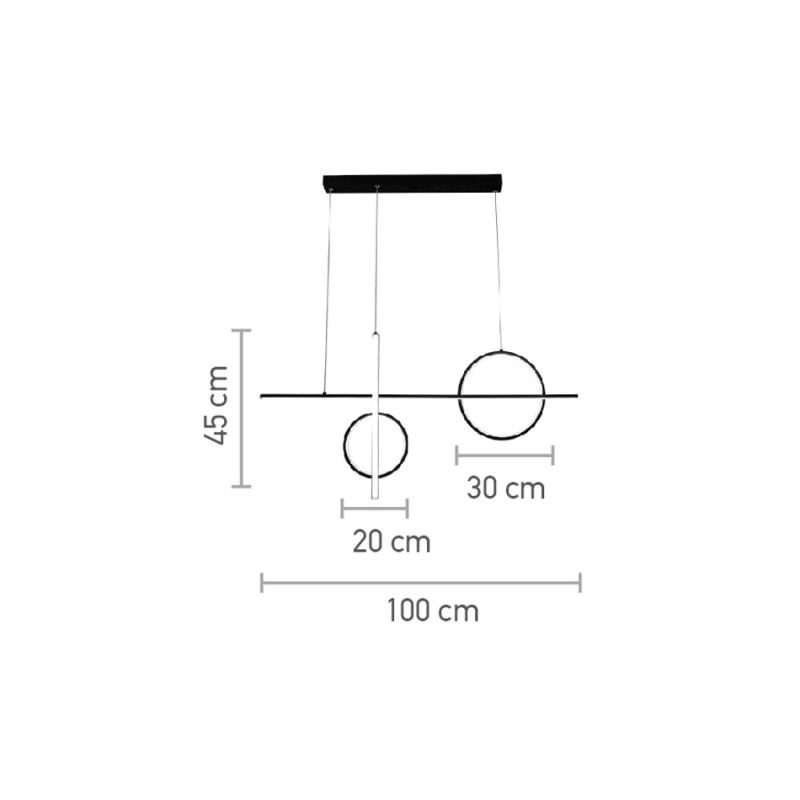 InLight Κρεμαστό φωτιστικό LED 55W 3CCT (by switch) σε μαύρη απόχρωση D:100cm (6043)