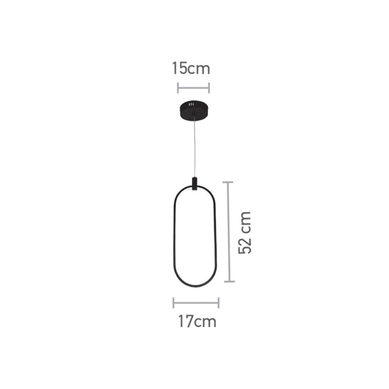 InLight Κρεμαστό φωτιστικό LED 14W 3000K σε μαύρη απόχρωση D:17cm (6058-BL)