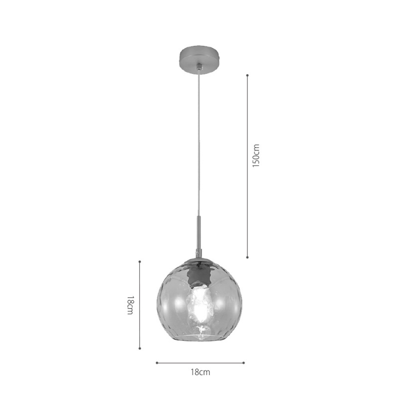 InLight Κρεμαστό φωτιστικό από διάφανο γυαλί 1XE27 D:18cm (4039-B-Transparent)
