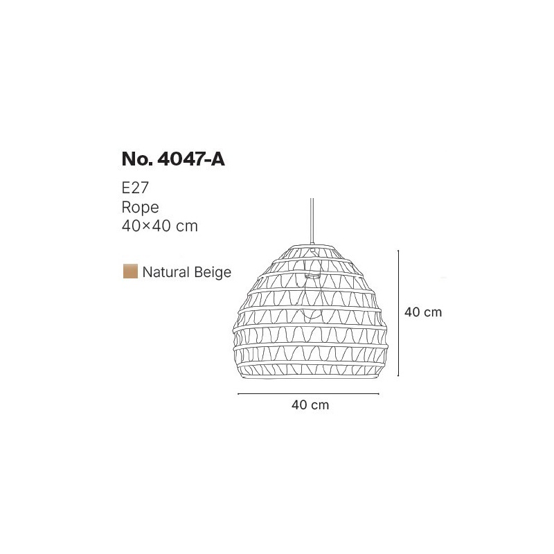 InLight Κρεμαστό Φωτιστικό από σχοινί 1xE27 D:40cm (4047-A)