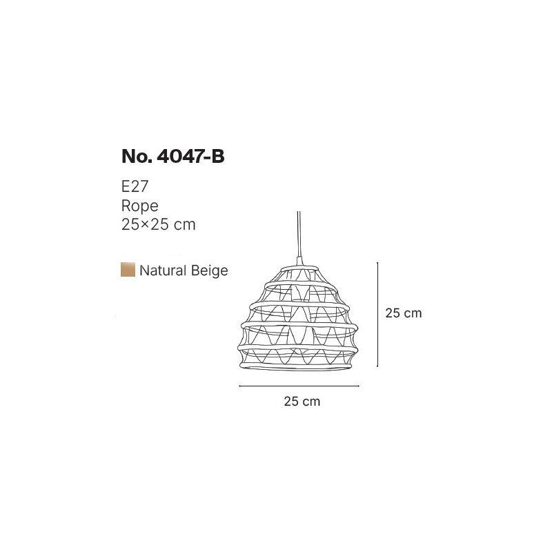 InLight Κρεμαστό Φωτιστικό από σχοινί 1xE27 D:25cm (4047-B)