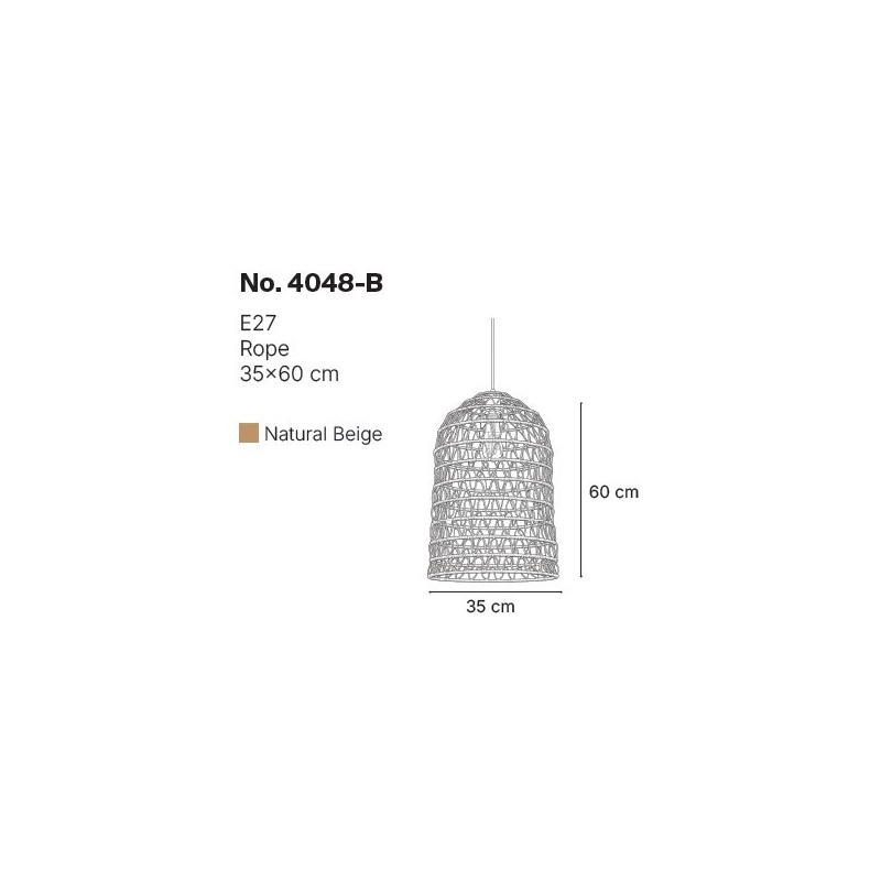 InLight Κρεμαστό Φωτιστικό από σχοινί 1xE27 D:35cm (4048-B)