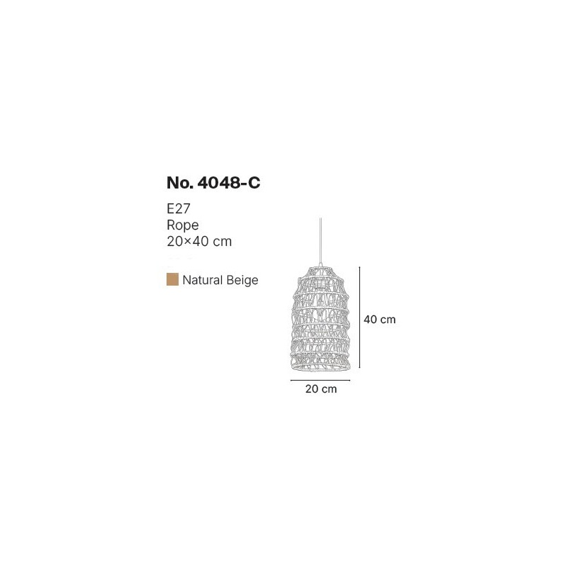InLight Κρεμαστό Φωτιστικό από σχοινί 1xE27 D:20cm (4048-C)