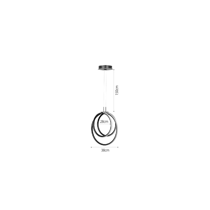 InLight Κρεμαστό φωτιστικό LED 40W 3CCT (by switch on base) σε μαύρο χρώμα D:38cm (6080-BL)