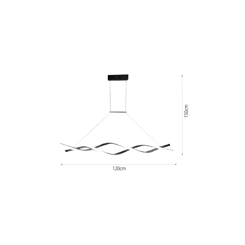 InLight Κρεμαστό φωτιστικό LED 40W 3CCT (by switch on base) σε μαύρο χρώμα D:120cm (6085-BL)