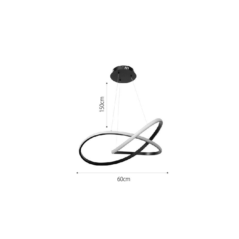 InLight Κρεμαστό φωτιστικό LED 48W 3CCT (by switch on base) σε χρώμιο D:60cm (6082-CH)