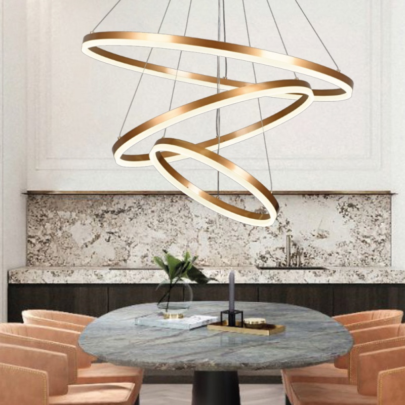Inlight Κρεμαστό φωτιστικό LED 100W 3CCT (by switch on base) D:60cm (6095-A-Golden)