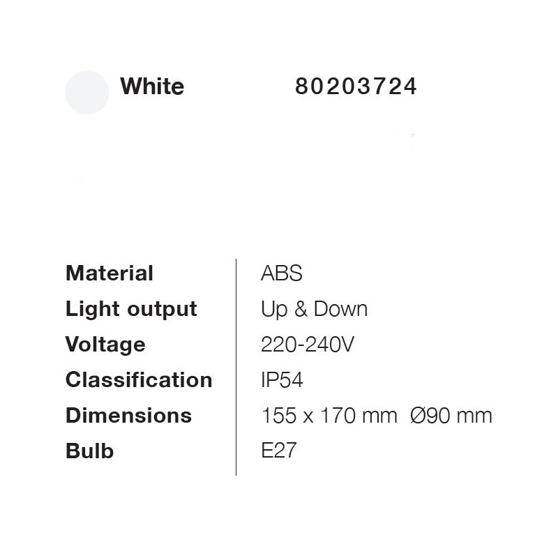 it-Lighting Candler E27 Up or Down Outdoor Light in White Color (80203724)