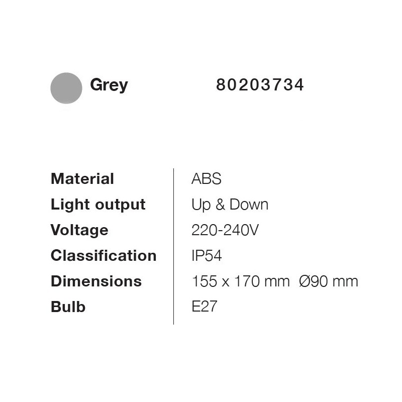 it-Lighting Candler E27 Up or Down Outdoor Light in Gray Color (80203734)