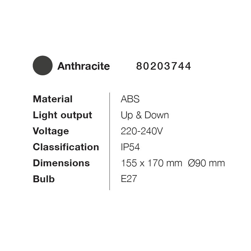 it-Lighting Candler E27 Up or Down Outdoor Light in Anthracite Color (80203744)