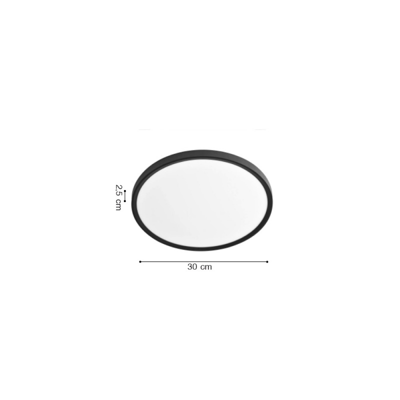 Inlight Πλαφονιέρα οροφής LED 24W 3CCT (by switch on base) σε μαύρη απόχρωση D:30x2,5cm (42036-D-Black)
