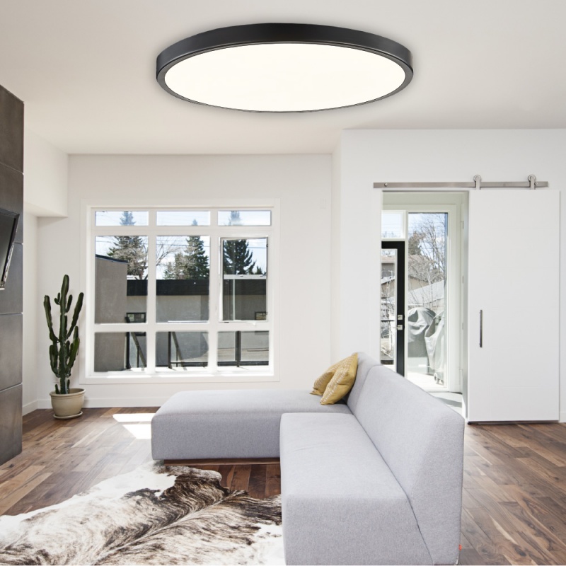 Inlight Πλαφονιέρα οροφής LED 24W 3CCT (by switch on base) σε μαύρη απόχρωση D:30x2,5cm (42036-D-Black)