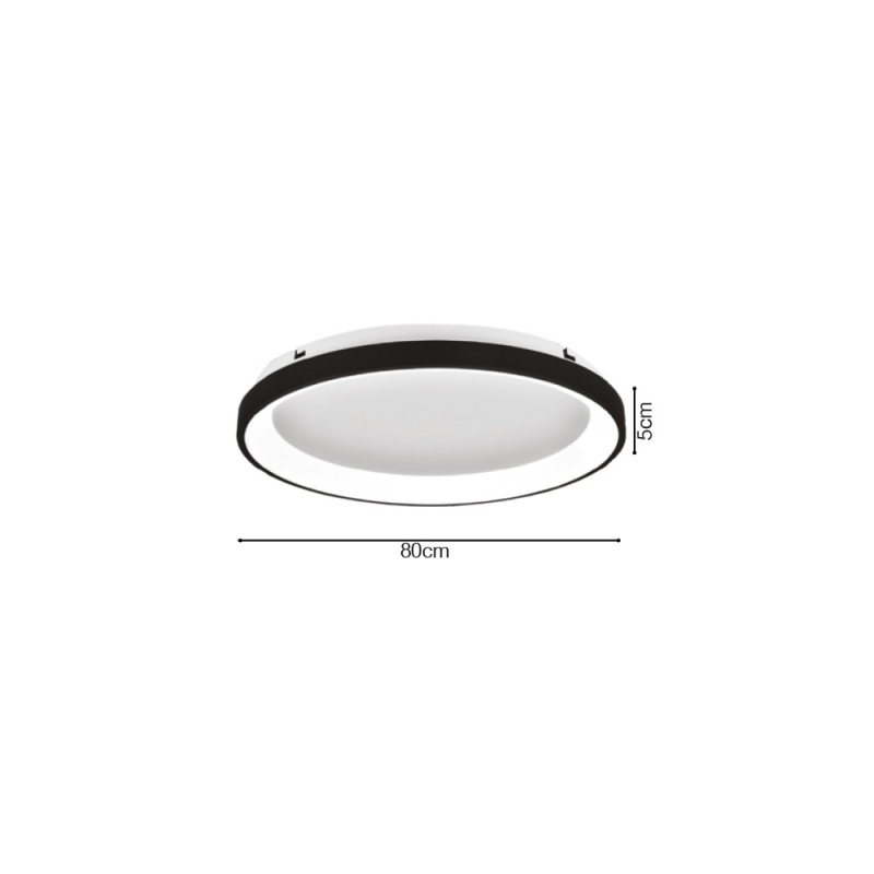 Inlight Πλαφονιέρα οροφής LED 38W 3CCT από μαύρο μέταλλο και ακρυλικό D:80x5cm (42044-A-Black)